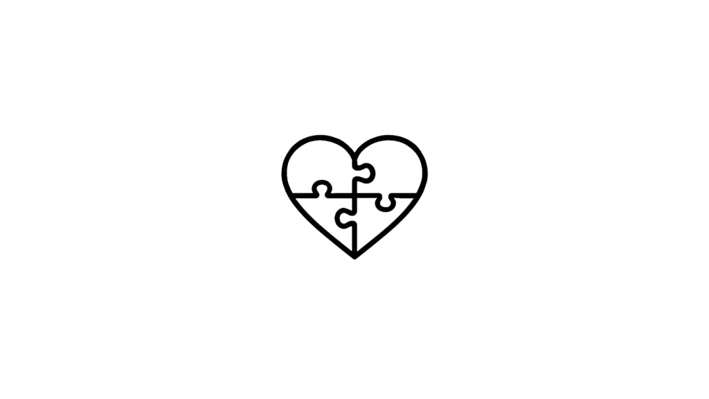 Minimalist puzzle heart icon representing compatibility patterns.