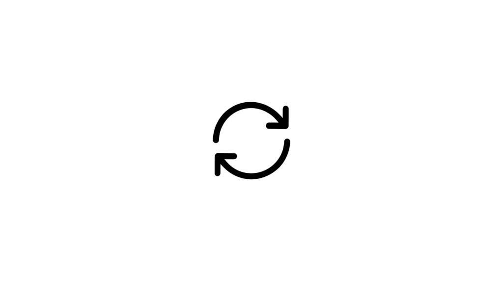 Minimalist circular arrows icon representing reset and renewal.