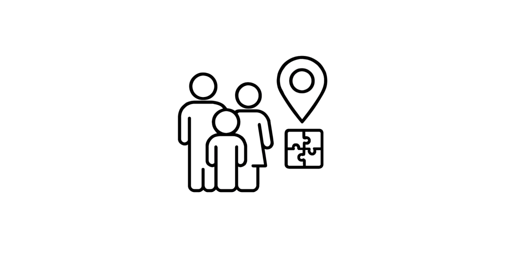Minimalist two-heart icon representing parent–child bonding.