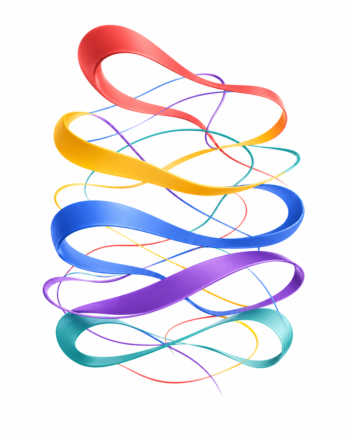 An abstract vertical structure of five layered orbit‑like curves representing the depth and dynamic nature of the Mind Modes® system.